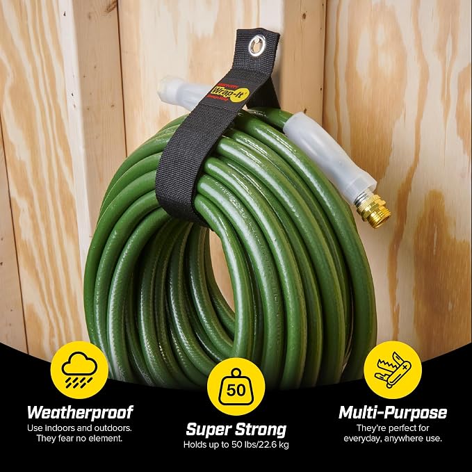 Heavy-Duty Wrap-It Storage Straps, 28-inch | Hook and Loop Garden Hose Hanger - Image 2