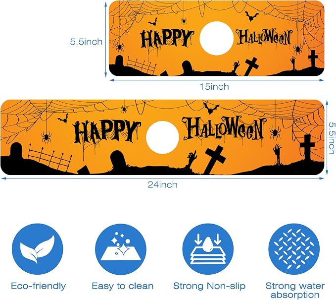 Halloween Bats Spider Webs Dish Drying Mat - Image 3
