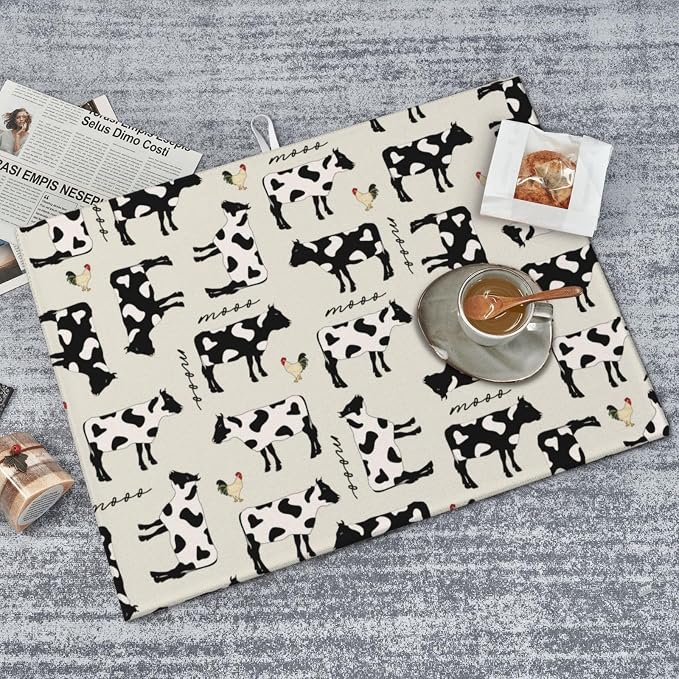 Cute Farm Cows Dish Drying Mat For Kitchen Counter, Super Absorbent Microfiber - Image 8