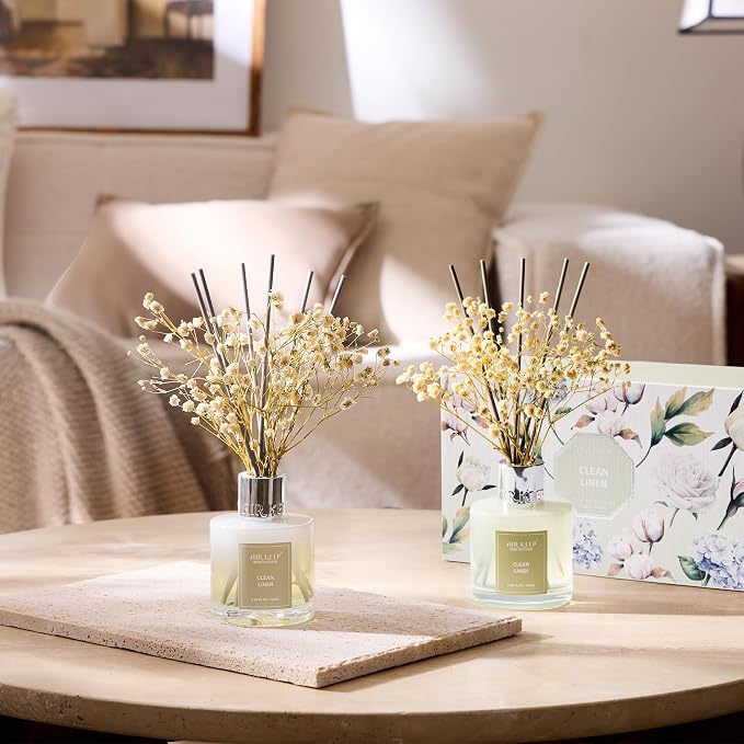 Reed Diffuser 3.38 oz 2pk, Clean Linen Scented Reed Diffuser Set, Reed Diffuser - Image 5