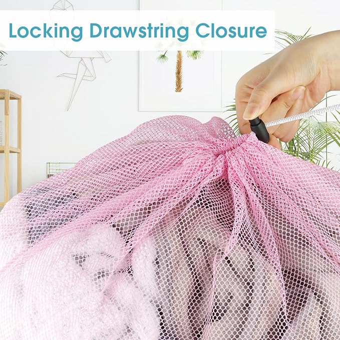 2 Pack Mesh Laundry Bags 23x34 Inch Drawstring Locking - Image 3