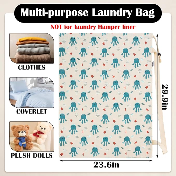 Canvas Laundry Bag with Shoulder Strap & Drawstring - Image 2