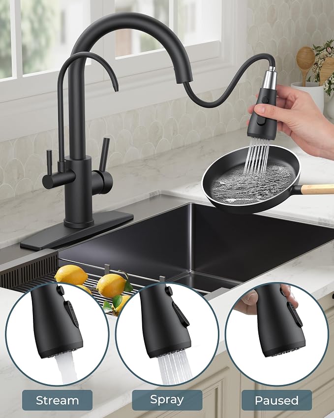 FORIOUS Kitchen Faucets with Purified Water, High Arc 2 Handle, 2-in-1 Pull - Image 4