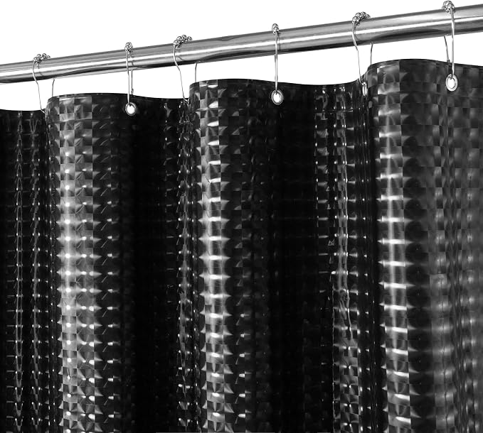 Barossa Design Extra Long Shower Curtain Liner Dimensional Black by BarossaDesign