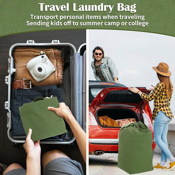 Canvas Laundry Bags with Handles & Square Base 13.8"Wx13.8"Dx27.6"H - Image 6