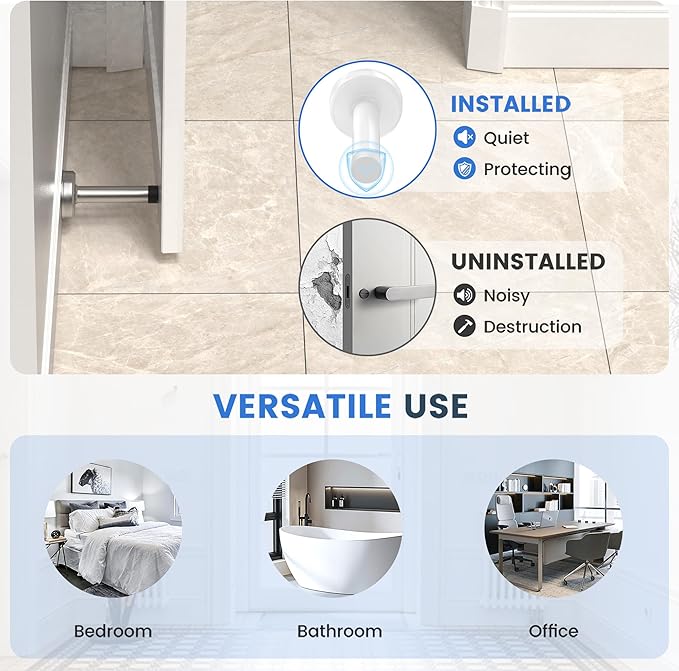 1 Pack Door Stops, Stainless Steel Door Stoppers, No Drilling Door Stops - Image 7