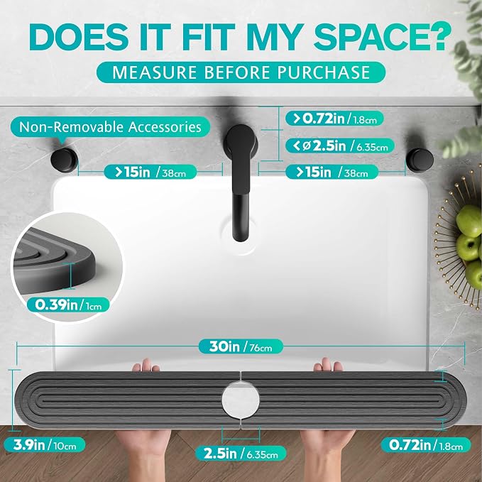 Stone Faucet Mat for Kitchen Sink – Diatomite Fast-Drying Stone Tray, Faucet - Image 2