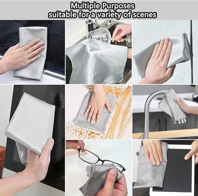 XANGNIER Microfiber Glass Cleaning Cloths, Lint Free, 11.8"×11.8in, 8 Pack - Image 5