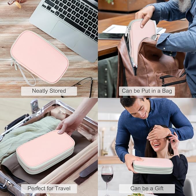 FYY Electronic Organizer, Travel Tech Pouch Bag, Light Pink | Wrist Strap - Image 7