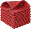 Homaxy 100% Cotton Waffle Weave Kitchen Dish Cloths 6-Pack, Brick Red | 12 x 12 by Homaxy