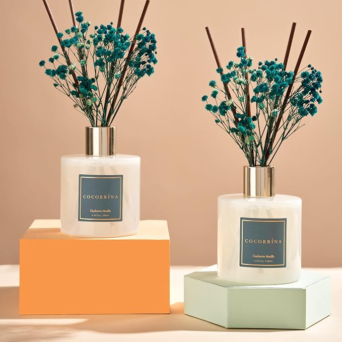 Premium Reed Diffuser Set with Preserved Baby's Breath & Cotton Stick Cashmere - Image 2