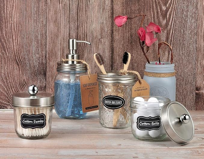 Amolliar Mason Jar Liquid Soap Dispenser, Lotion Soap Brushed Nickel 1 Pack | - Image 8