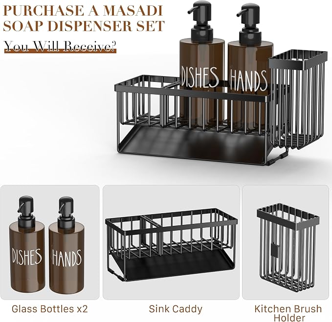 MASADI Kitchen Dish Soap Dispenser Set - Image 2
