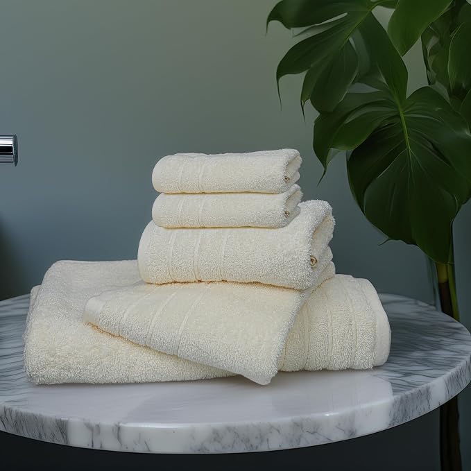 8 Piece Towel Set, 2 XL Bath, 2 Hand, 4 Washcloth, Cream | 100% Cotton - Image 7