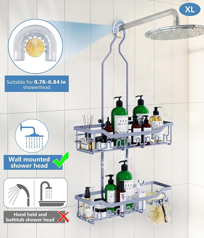 Shower Caddy Hanging Organizer, Extra Large Rack Over Showerhead - Image 4