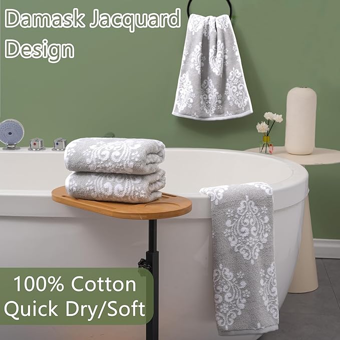Hand Towels for Bathroom, Decorative Hand Towel, Damask Towel Gift Set - Image 5