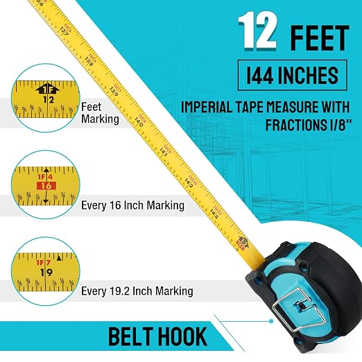 DURATECH 12FT Magnetic Double-Sided Tape Measure, Easy Read Measuring - Image 4