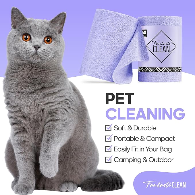 Fantasticlean Microfiber Cleaning Cloth Roll, 60 Pack, 8 x 8, Light Purple - Image 4
