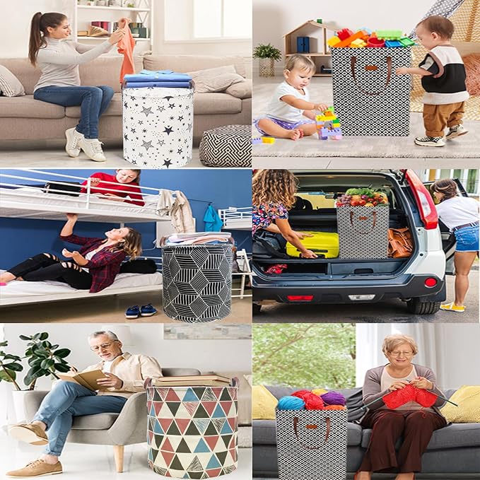 Waterproof Laundry Hamper Collapsible Laundry Basket Leather Handle Laundry Bag - Image 7