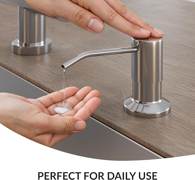 Soap Dispenser for Kitchen Sink, Chrome Stainless Steel Countertop Dish Sink - Image 2