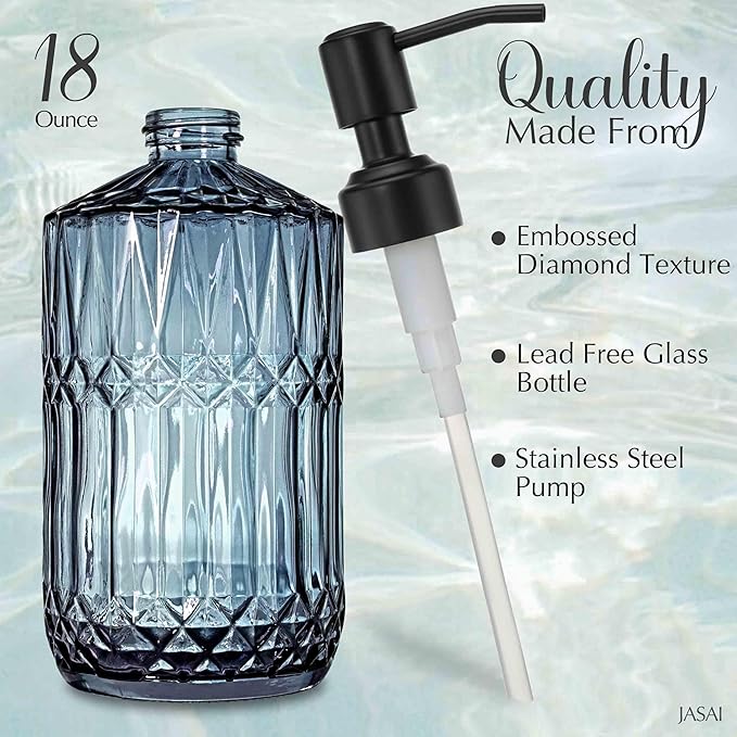 JASAI 18 Oz Blue Soap Dispenser - Image 2