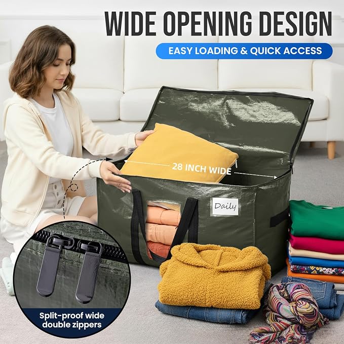 TAILI 12 Pack Green Extra Large Moving Bags, Storage Bag - Image 4