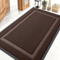 OLANLY Front Door Mat Indoor Outdoor Entrance, Waterproof All-Season, All-Weather Doormat, Sturdy Natural Rubber, Fade Resistant, Low Profile, Easy Clean Patio Porch Entryway Mat, 47x30, Dark Brown