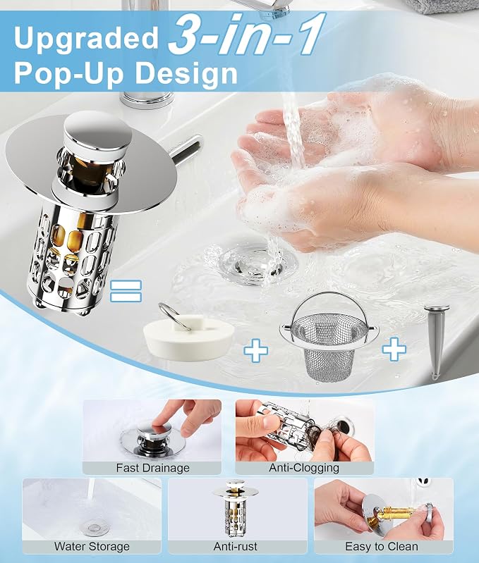 QYHNYJF Upgraded Bathroom Sink Stopper – Universal Pop-Up Drain Plug - Image 8