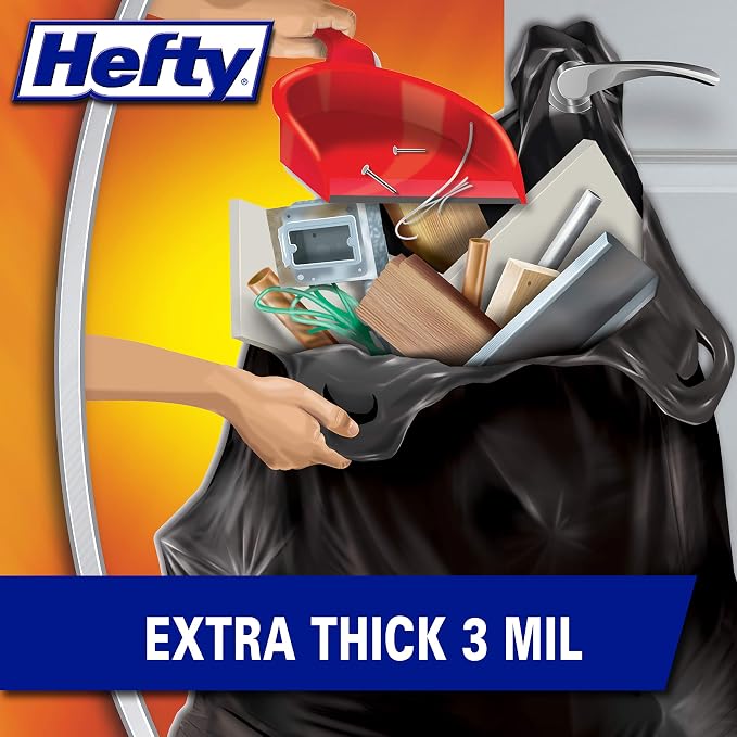 Hefty Load and Carry Contractor 42 Gallon Trash Bags, 3.0 Mil, 26ct | Extra - Image 3