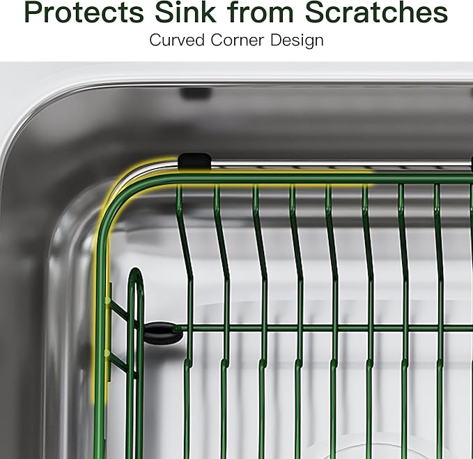 JASIWAY Green Dish Drying Rack in Sink - Image 8