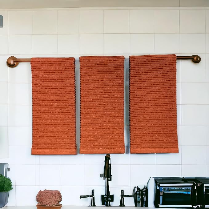 Burnt Orange Rust Kitchen Hand Dish Towels, 100% Cotton - Image 5