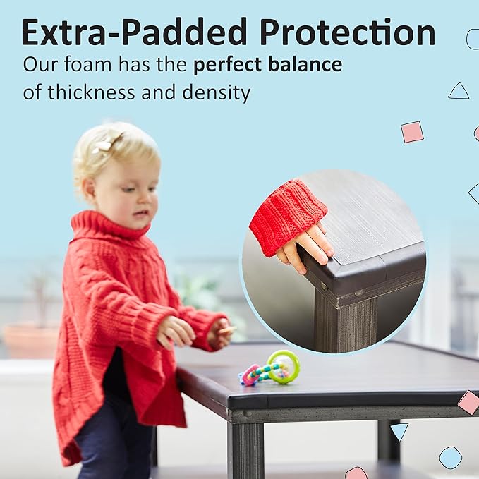 Bébé Earth Baby Proofing Edge and Corner Guard Protector Set for Back to School, 16 Feet Edges & 4 Foam Corners, Furniture and Table Child Baby Proof Bumpers, Pre-Taped Corner Cushions - Coffee Brown