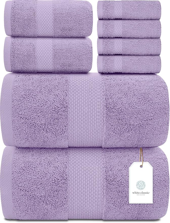 White Classic Luxury Bath Towel Set of 8 Pieces by WhiteClassic