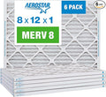 Aerostar 8x12x1 MERV 8 Pleated Air Filter, AC Furnace Air Filter, 6 Pack (Actual Size: 8" x 12" x 1")