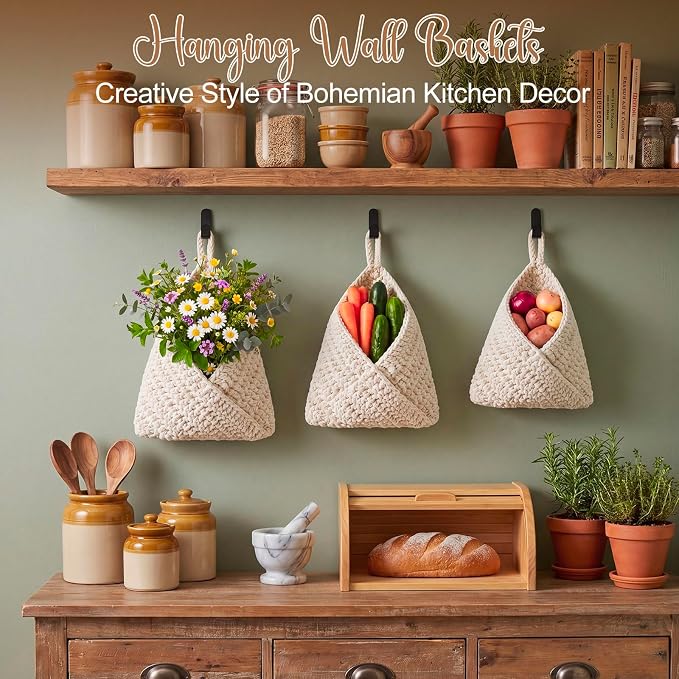 Honeydak 3 Hanging Baskets, Cotton Rope - Image 5