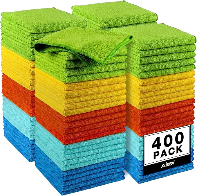 AIDEA Microfiber Cleaning Cloth-400PK, Microfiber Towels by AIDEAHOME