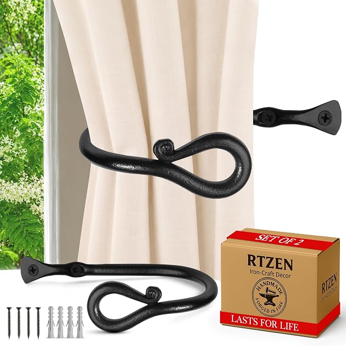 RTZEN Metal Curtain Tiebacks, Drapery Holders by RTZEN