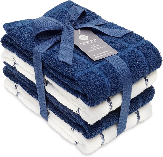 100% Cotton Terry Dish Towels, 4 pack16 x26 Inches, Super Soft and Absorbent by Ecotribe