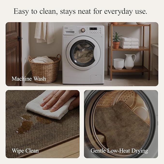 GENIMO Kitchen Mats for Floor, Washable Absorbent Runner Rugs for Kitchen, 20"x70", Cushioned Non Slip Kitchen Rugs for Kitchen Floor, Standing Mat Rug for Home, Sink, Laundry, Jute