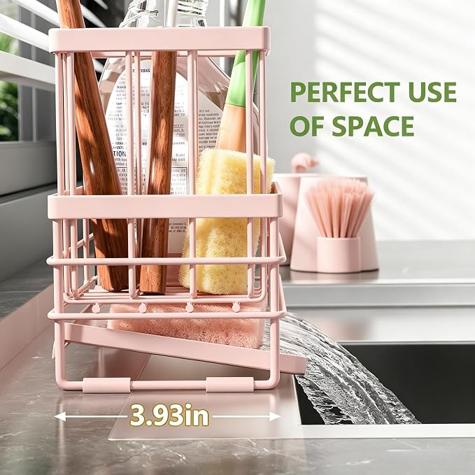 Cisily Pink Sink Caddy Sponge Holder - Image 3