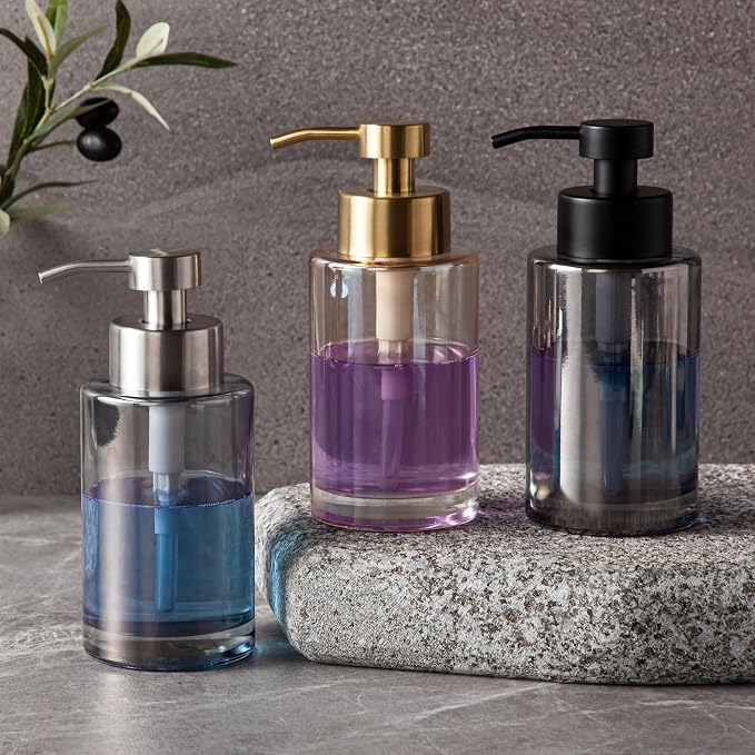 Enra Silver Soap Dispenser, Glass Hand Soap Dispenser Liquid Pump Bottle | 12oz - Image 7