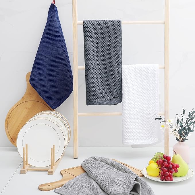 Homaxy 100% Cotton Waffle Weave Kitchen Dish Towels 4-Pack, Light Gray | 13 x - Image 6