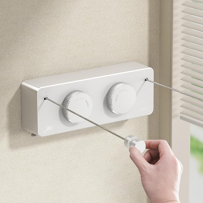 MUSTORN Retractable Twin Clothesline Indoor, Non-Sagging Outdoor Clothes Line by MUSTORN