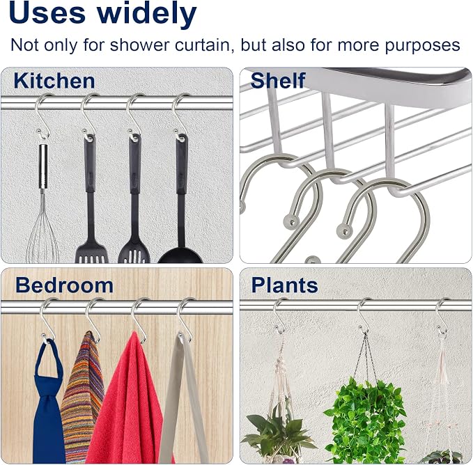Metal Shower Curtain Hooks, Rust Proof Shower Curtain Hooks Rings, Durable S - Image 6