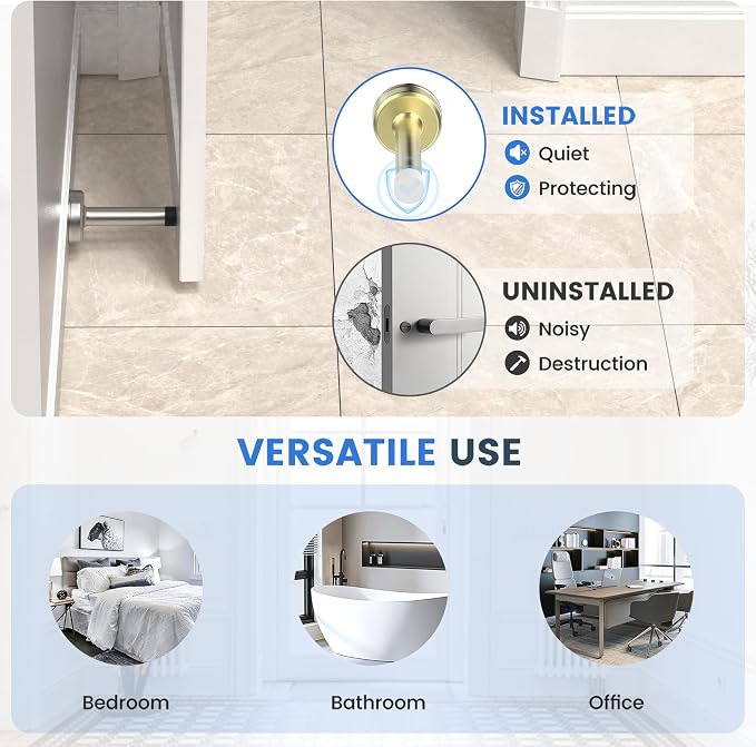 2 Pack Door Stops, Stainless Steel Door Stoppers, No Drilling Door Stops - Image 8