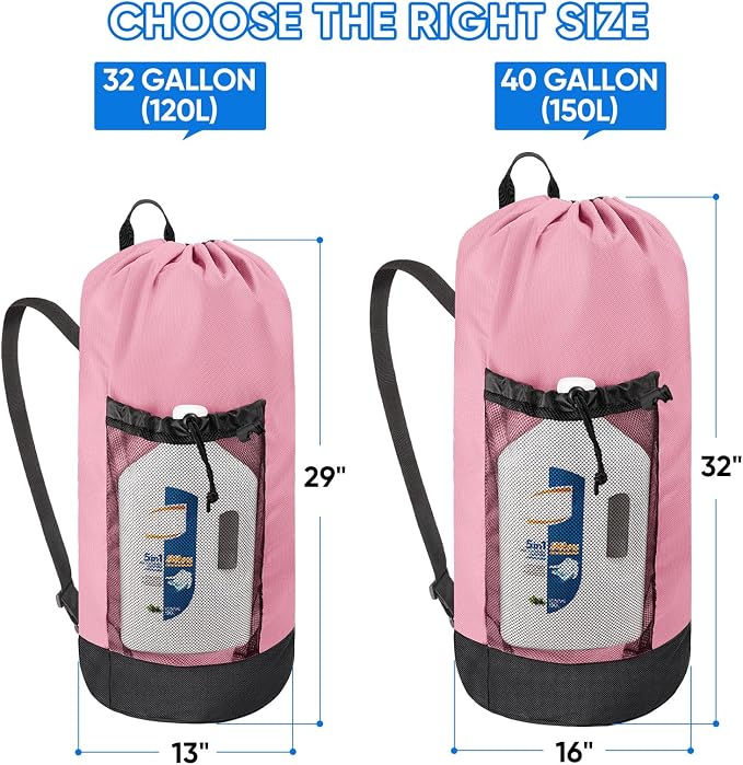 BALEINE 2PK 150L Laundry Bag Backpack, 900D Oxford Fabric Large Travel Laundry - Image 3