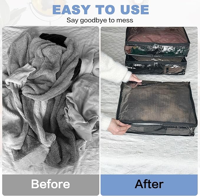 Clear Zippered Plastic Clothes Storage Bags, 6 Pack, Size: 15.7 x 13.8 x 3.9 - Image 5