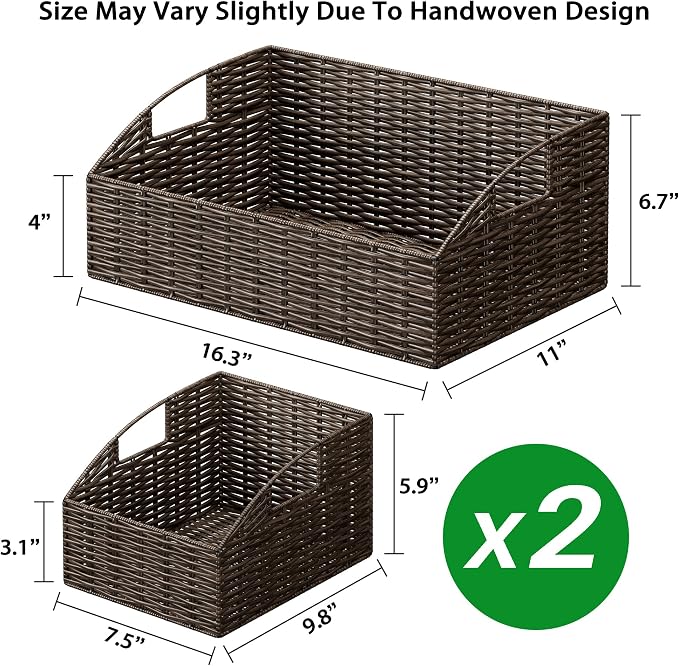 Pantry Baskets for Organizing, Wicker Basket Shelf Storage - Image 7