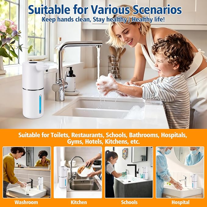 Automatic Foaming Soap Dispenser, 4 Adjustable Foam Levels, 11.8 oz Countertop - Image 9
