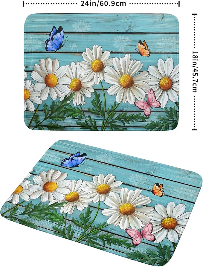 Daisy Dish Drying Mat for Kitchen Counter 18”x24” Rustic Daisy Absorbent Dish - Image 2